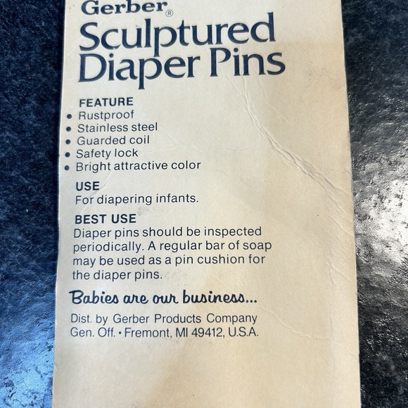 3- Vintage Gerber Stainless Steel Safety Sculpted Diaper Pins Blue Ducks - Picture 4 of 5
